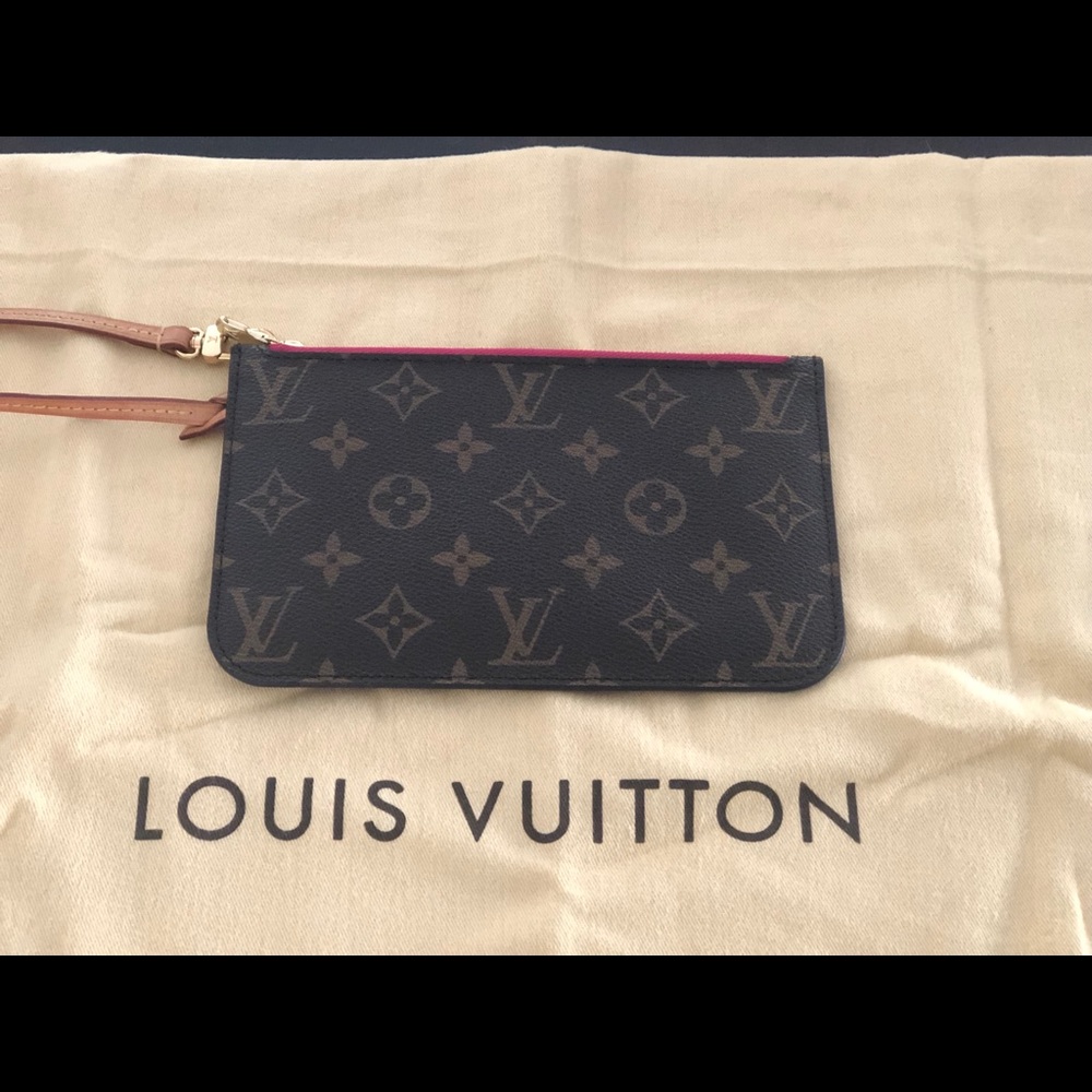Louis Vuitton Neverfull Wristlet Pink and Brown
